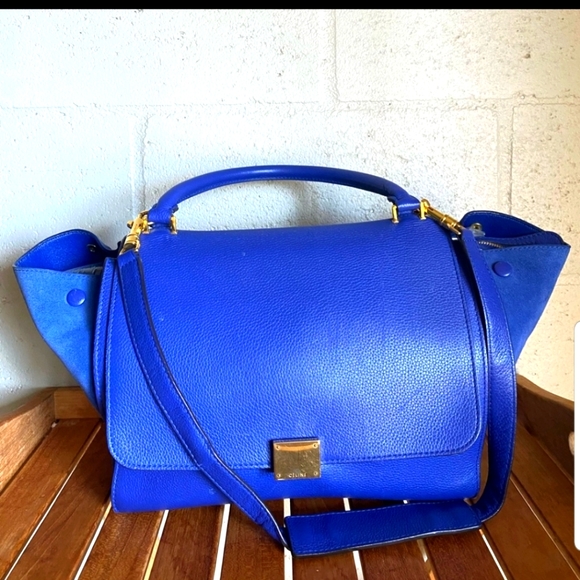 Celine trapeze royal blue leather purse - Picture 6 of 11